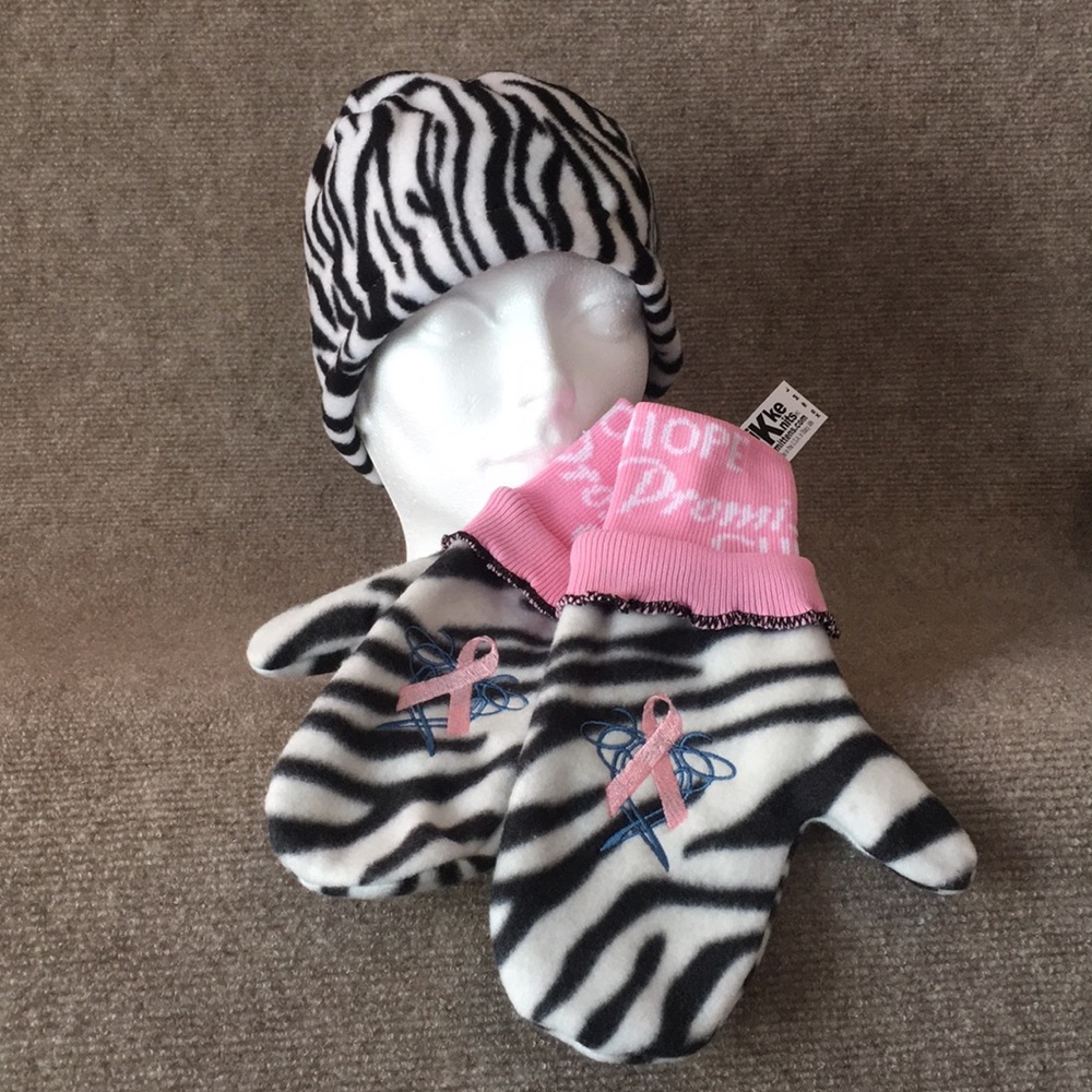 Mittens/Hat Set - Breast Cancer - Pink Ribbon